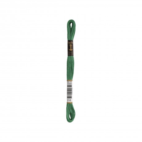 Meada de linha de bordar Anchor Stranded Cotton, filosele cor 210 verde